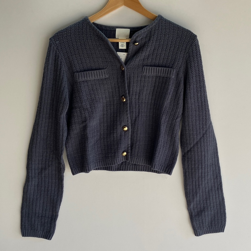 H&M Dark Blue Textured Cardigan